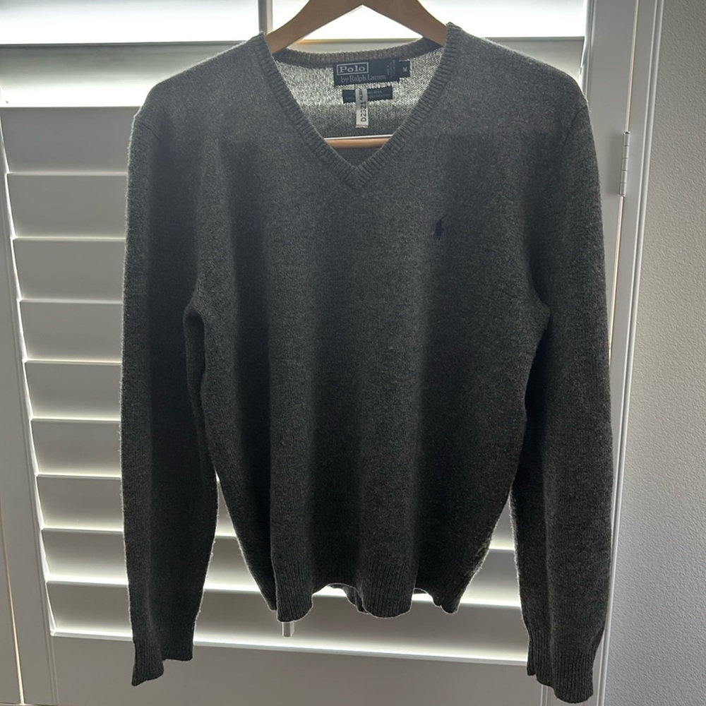 Ralph Lauren Blue Label Dark Gray V-Neck Sweater